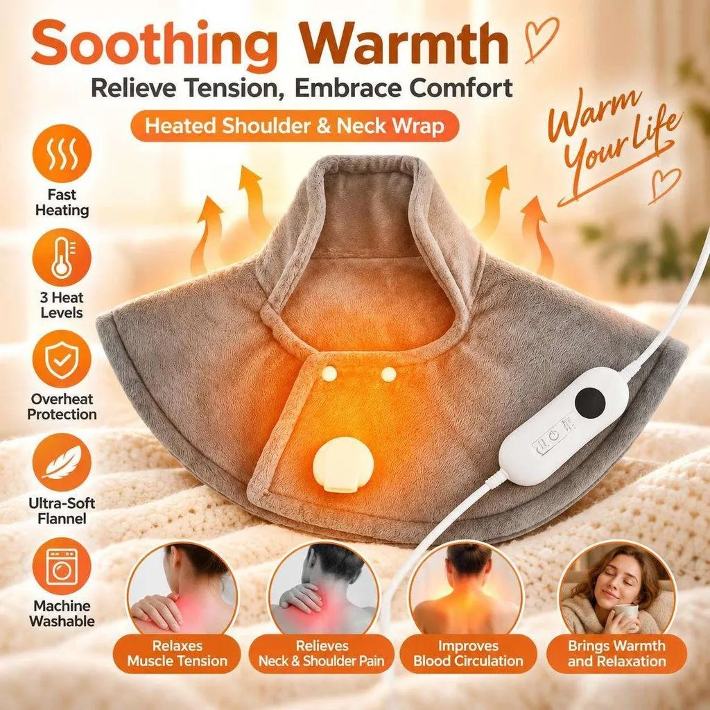 Coperta elettrica in pile con funzione di riscaldamento, ideale per spalle e collo