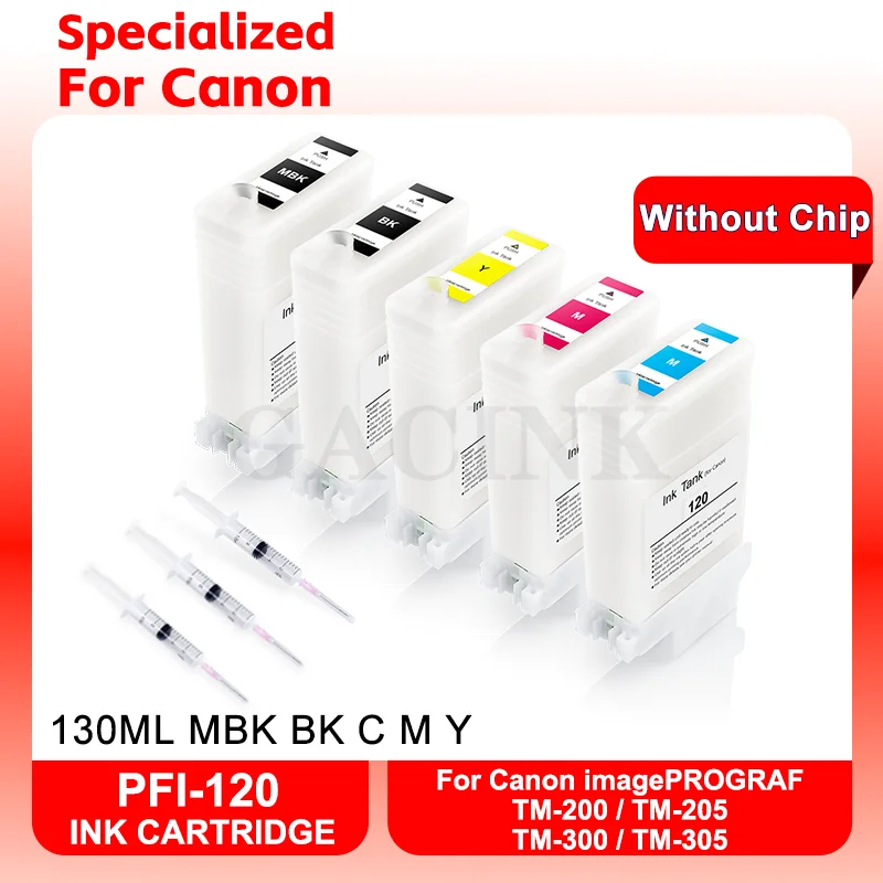 

PFI120 PFI 120 PFI-120 Refillable Ink Cartridge for Canon TM200 TM205 TM300 TM305 200 205 300 305 Printer Without Chip