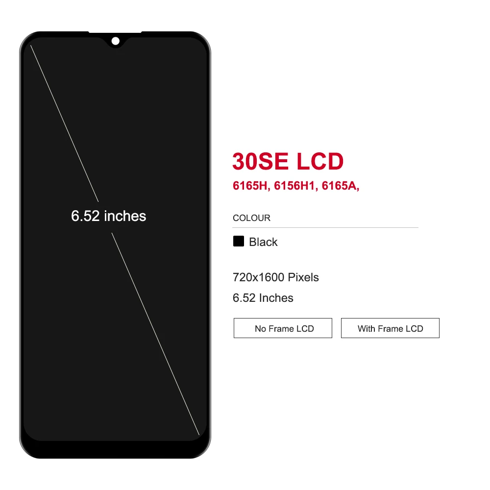 Calidad AAA para TCL 30SE pantalla LCD MONTAJE DE digitalizador con pantalla táctil para TCL 30 SE 6165H, 6156H1, 6165A reemplazo de pantalla