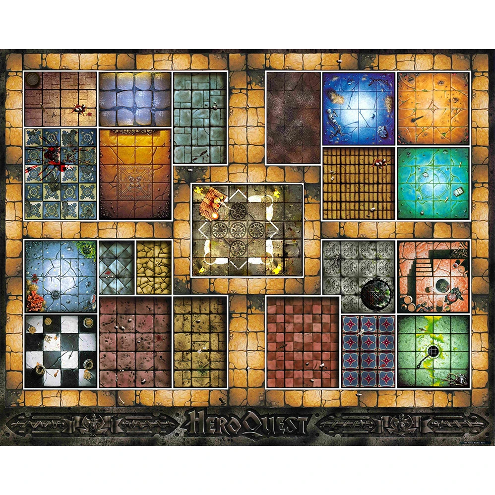 

Custom Big Playmat HeroQuest with Stitched Edges (Locked Edges Big Mousepad) Natural Rubber Board Games Pad 81.5X65CM