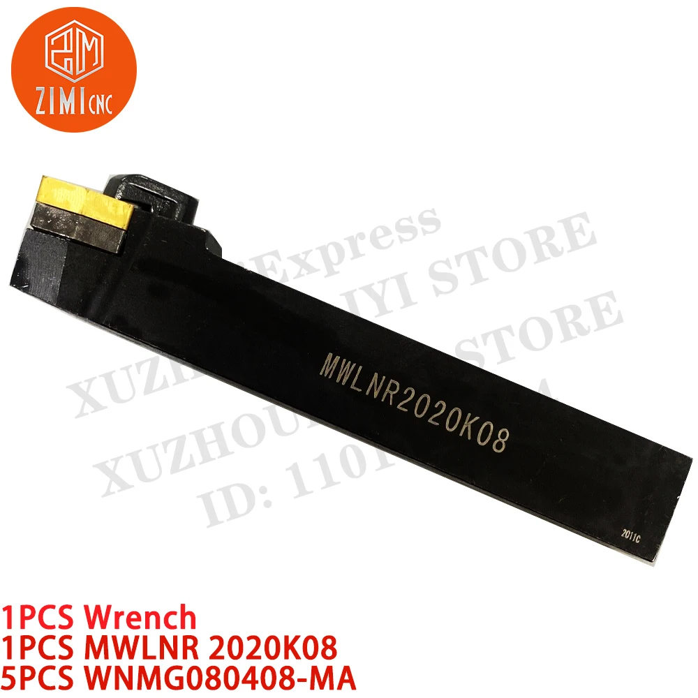 1PCS MWLNR 2020K08 Turning Tool Holder + 5PCS WNMG080408-MA Turning Inserts Carbide Inserts metal lathe CNC tools cutting tools