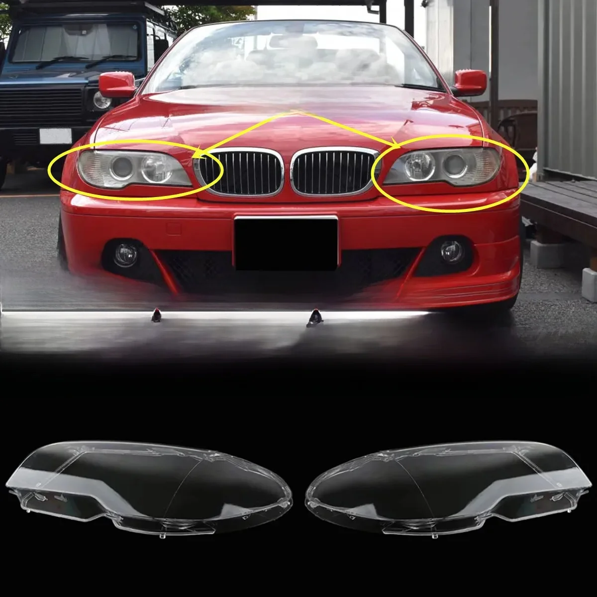 2003-2006 Auto Koplamp Clear Lens Covers Voor BMW 3 Serie E46 325Ci 330Ci Coupe Convertible 2-deurs Koplamp Lamp Cover - afbeelding 2