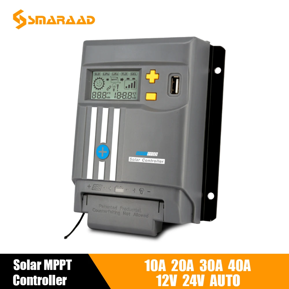 

SMARAAD MPPT Solar Charge With WIFI LCD Display 20A 30A 40A Controller Solar Panel 12V/24V Battery Regulator Dual USB LifePo4