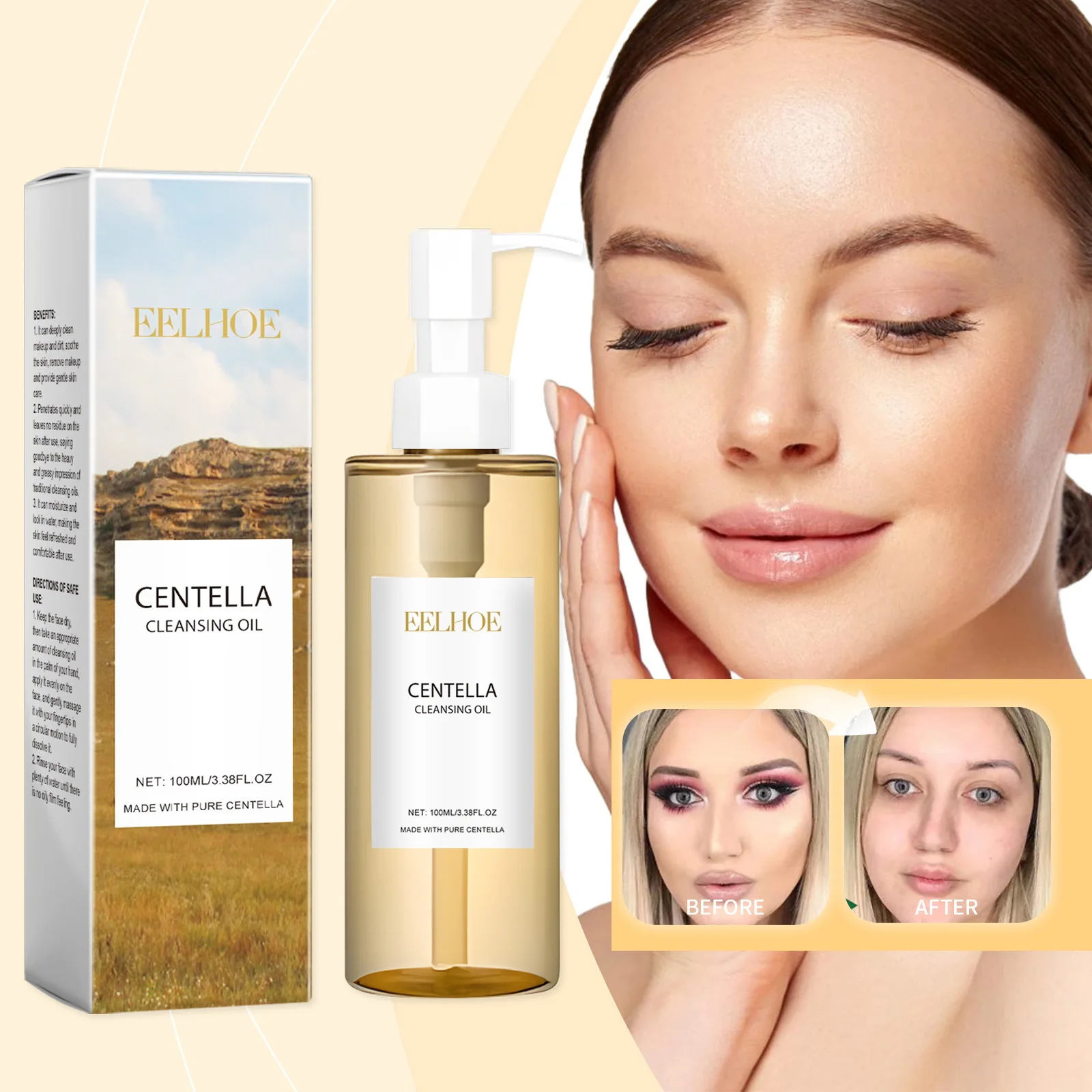 Centella-aceite desmaquillante para limpieza facial, labio y ojos, fortalece la barrera de la piel, calmante, piel sensible, hidratante, desmaquillante
