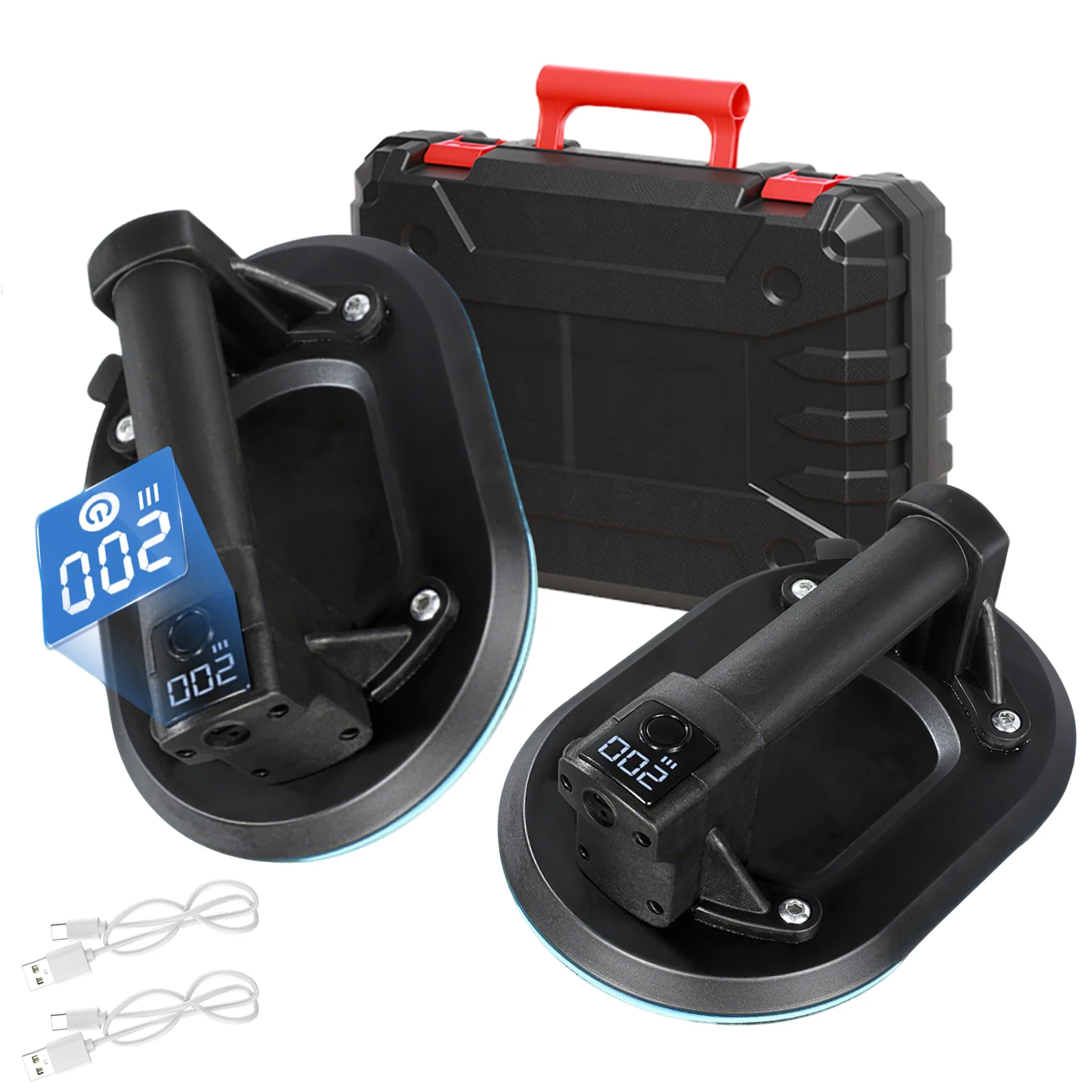 1/2PCS Industriële kwaliteit vacuüm elektrische zuignaplifter 300KG laadvermogen voor graniettegels glas met digitaal display Heavy Duty 3600mAh batterij