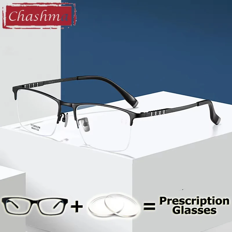 

Chashma IP Pure Titanium Prescription Glasses Men Multifocal Anti Blue Ray Myopia Glasses Gentlemen Optical Glasses Frame