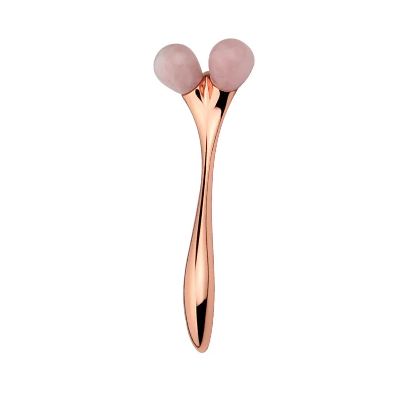 Instrumento de masaje con rodillo de Jade para el cuidado Facial, herramienta para el cuidado de la piel, jade de cuarzo rosa Natural, belleza y cuidado de la salud, cara en V