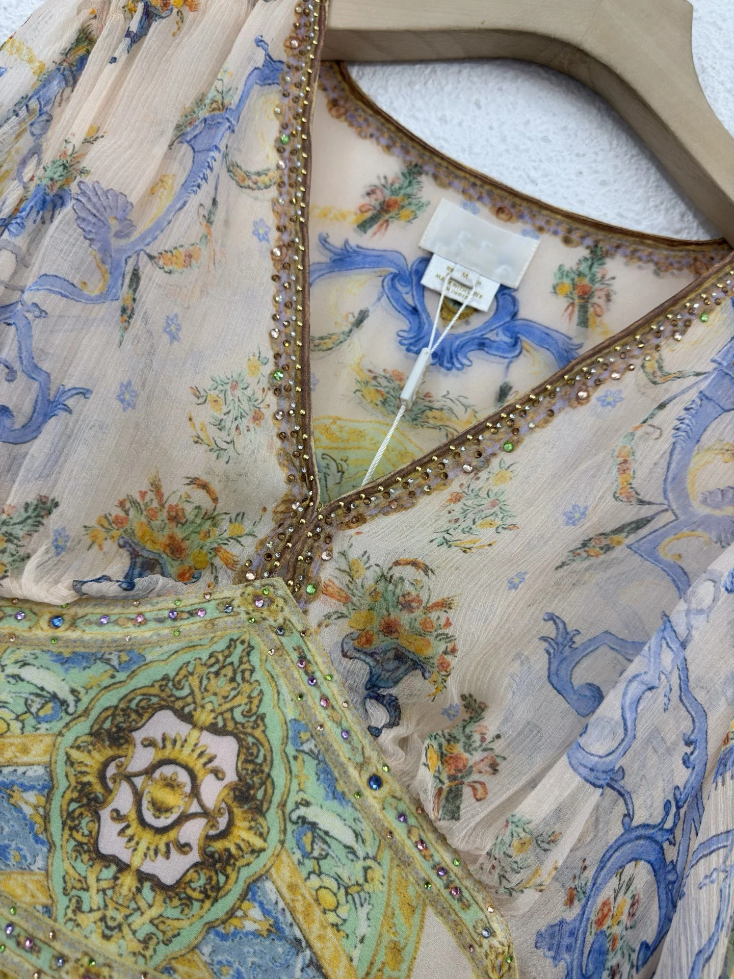 Abito lungo in chiffon con stampa paisley da donna al 100% in vera seta, manica lunga, scollo a V profondo, abito lungo Boho fluido