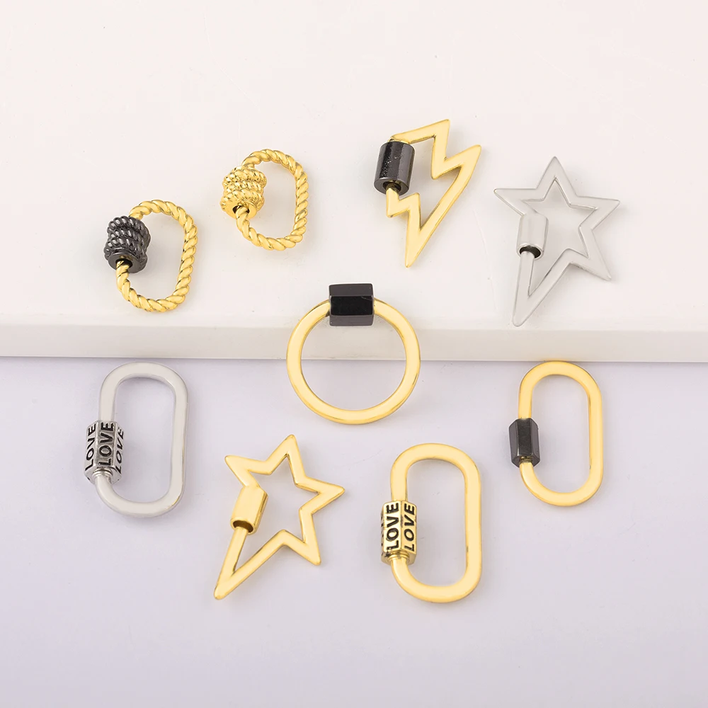 Star Round Shape Carabiner Lock Screw Clasp Handmade Originality Pendant DIY Neckalce Bracelet Earrings Accessories Women Gift