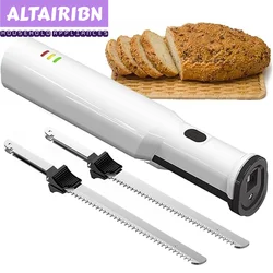 Coltello da pane professionale senza fili ricaricabile 8V coltello elettrico tagliacarne con 2 lame seghettate in acciaio inossidabile da 8 pollici