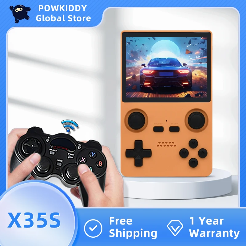 POWKIDDY NEW X35S 3.5inch IPS Screen 640x480 Handheld Gaming Console rk3566 Open Source System Cheap Kids Gift