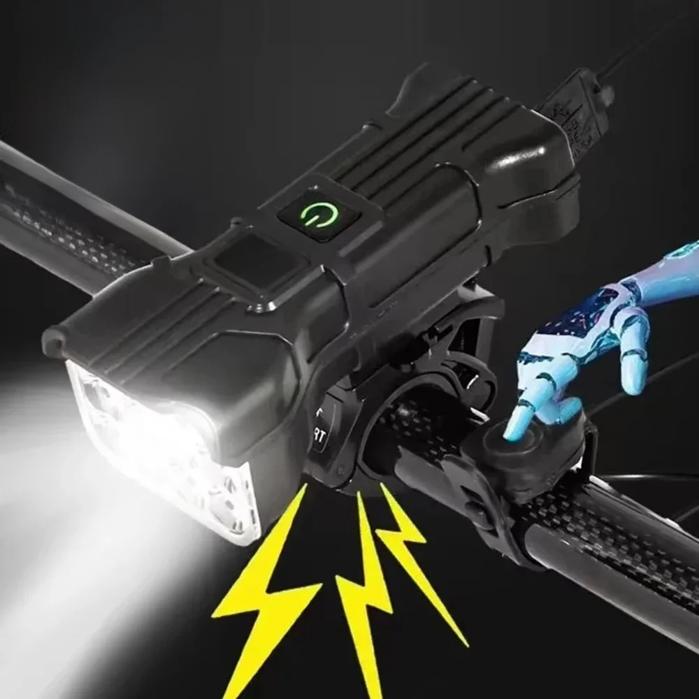 AliExpress cycle zone 12 LED Bike Light with Horn Rechargeable Bicycle Front Light MTB Bicycle Head Lights Cycling Bike Safety Lamp for Night Riding