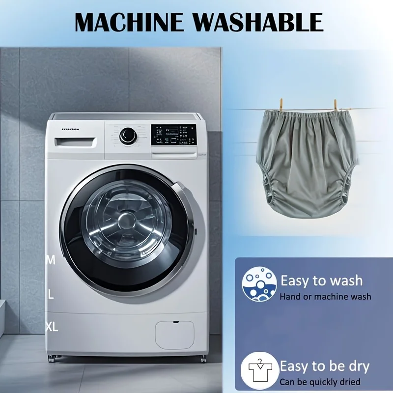 AIO Conjunto de pantalones unisex reutilizables a prueba de fugas para adultos, 4 piezas, 1 pantalón + 2 almohadillas de microfibra + 1 bolsa de almacenamiento, lavable, cómodo