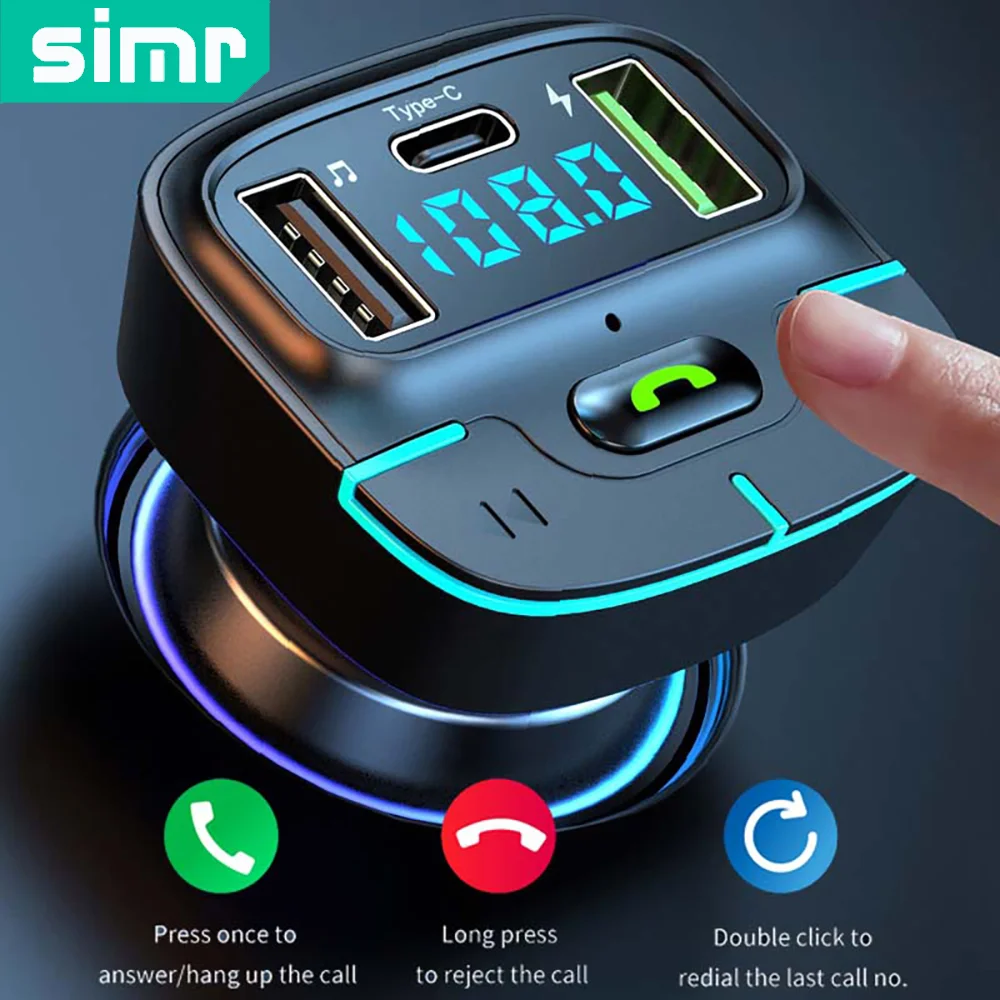 Super Sound Bluetooth Car MP3 Player FM Transmitter Dual USB Fast Charging PD Type-C USB One-Key Car Hands-Free Calling kit