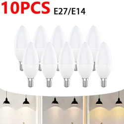 10 Uds E27 E14 bombilla Led 220V bombilla de vela lámpara de ahorro de energía 3W 6W 9W lámpara Led de araña foco Led para decoración del hogar
