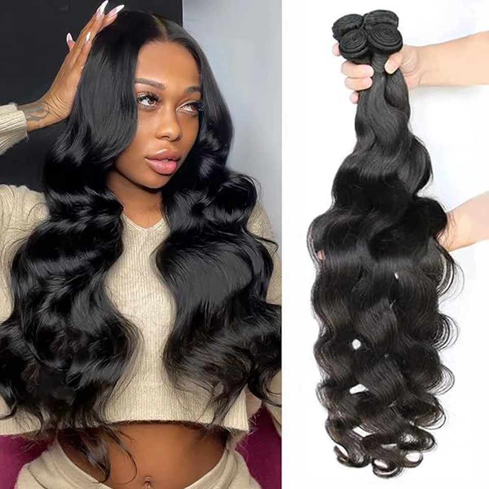 Brasilianische Remy Body Wave Echthaar-Bündel 26 28 30 32 Zoll Tissage Body Weave Extensions 1/3 Stück Großhandelspreis Naturhaar