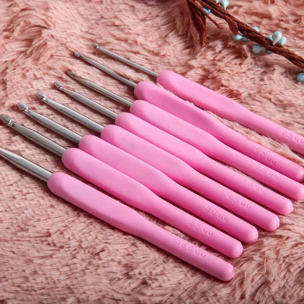 

8pcs/Set Pink Crochet Hooks - Suitable for DIY Sweater & Scarf Crocheting