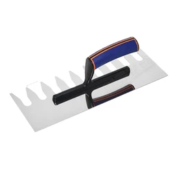 Plastering Finishing Flat Stainless Steel V-Notch Trowel ,Soft Grip ,Trowel for Large Format Tiles