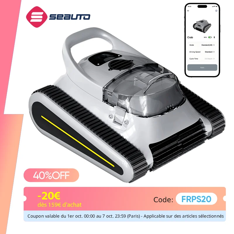 Seauto-Aspirateur de piscine sans fil, escalade murale, aspiration injuste pour piscines hors sol et enterrées, jusqu'à 45000 pieds de reproduction, 2000 Pa