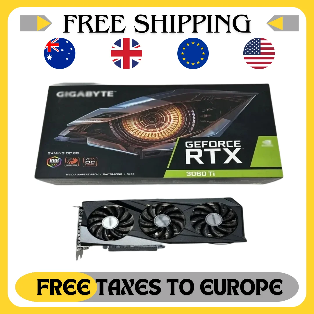 2024 USED GIGABYTE GeForce RTX 3060 Ti (REV 1.0) GAMING OC 8GB GDDR6 Graphics Card used