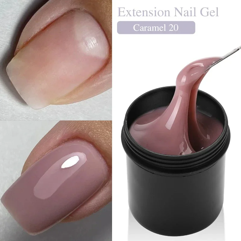 MSHARE Nude Self Leveling Builder Nail Extension Gel No Burning Heating Quick Building Cover Milky White Caramel in Can 250g