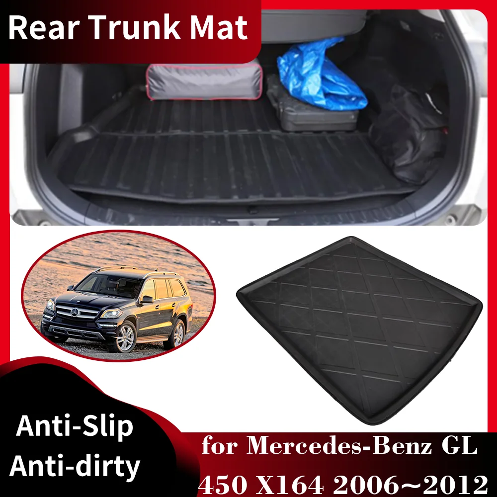 Rear Trunk Mat for Mercedes-Benz GL 350 450 X164 2006~2012 Waterproof Custom Luggage Liner Tray Pad Boot Carg Cover Accessories