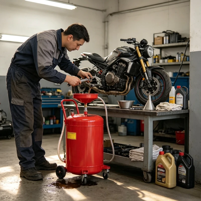 Réservoir de vidange d'huile usagée portable 75,7 L, actionné par air, collecteur en acier 20 Gal avec entonnoir, hauteur réglable, roues pour garage