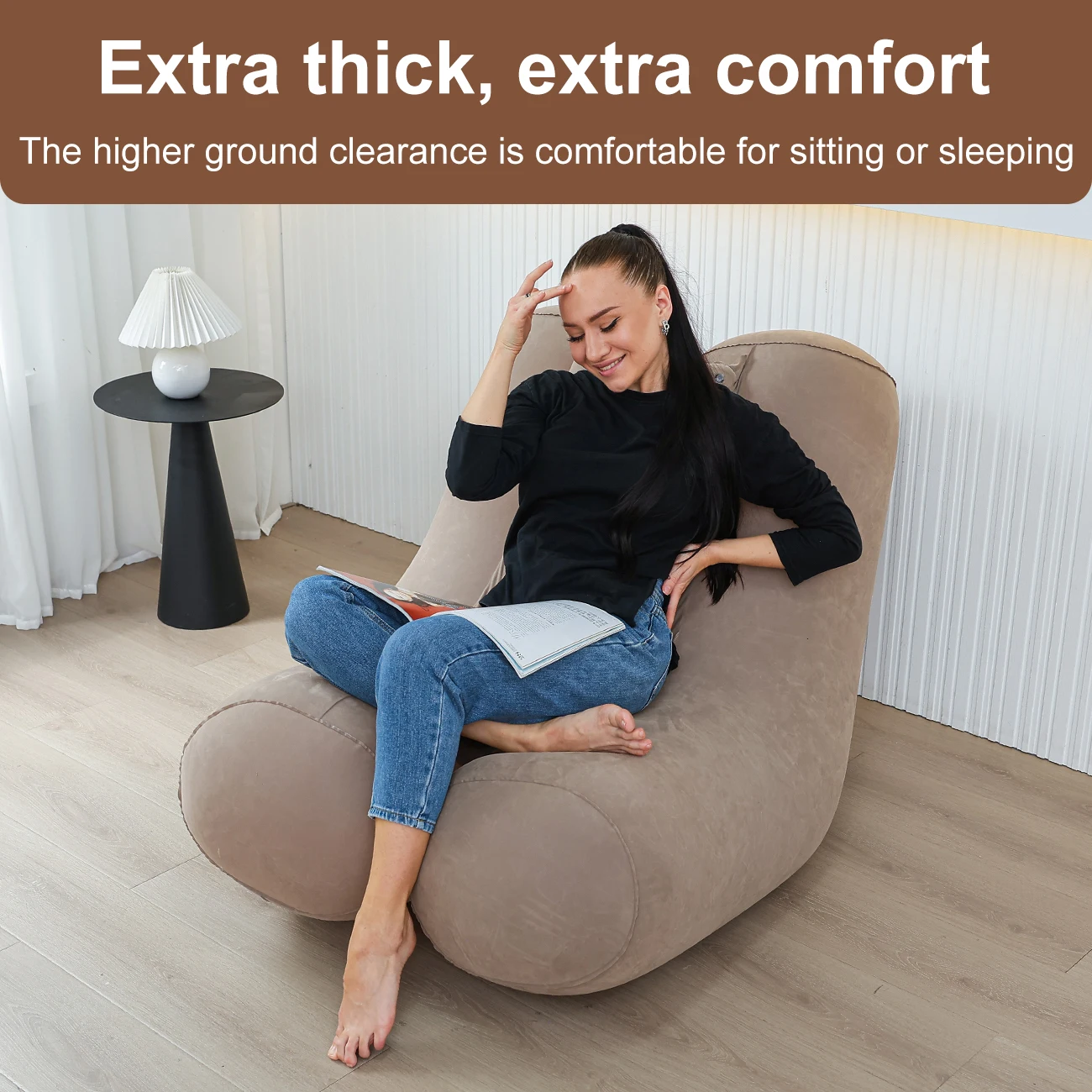 Bean Bag Chair, Large Reading Chair for Adults Ultra-Comfy, Corner Floor Sofa, Furniture for Living Room Bedroom Gaming image 3