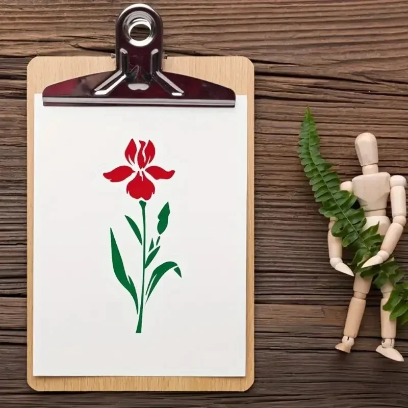 6개 재사용 가능한 단일 꽃 스텐실 세트, 모던 플로럴 디자인 PET 페인팅 템플릿 (목재, 패브릭, 종이, 벽, 캔버스 DIY용)