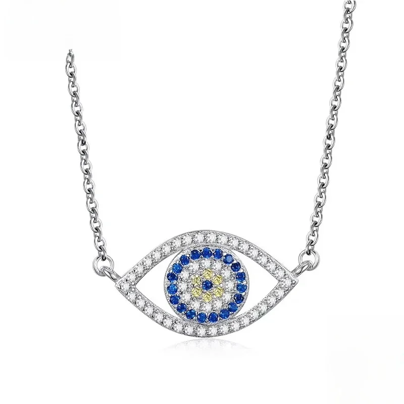 Kaletine autentyczne 925 Sterling Silver naszyjnik oko proroka szczęście niebieskie oczy Punk wisiorek naszyjniki dla kobiet Collares Fine Jewelry — zdjęcie 2