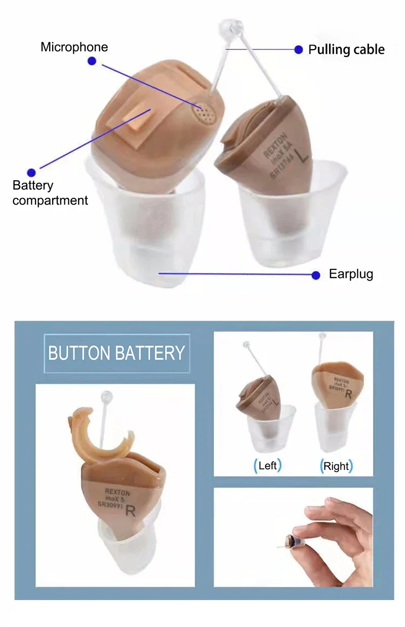 Rexton inox 5A hearing aid cic itc 8-channel digital mobile phone APP program is suitable for patients with mild to severe heari