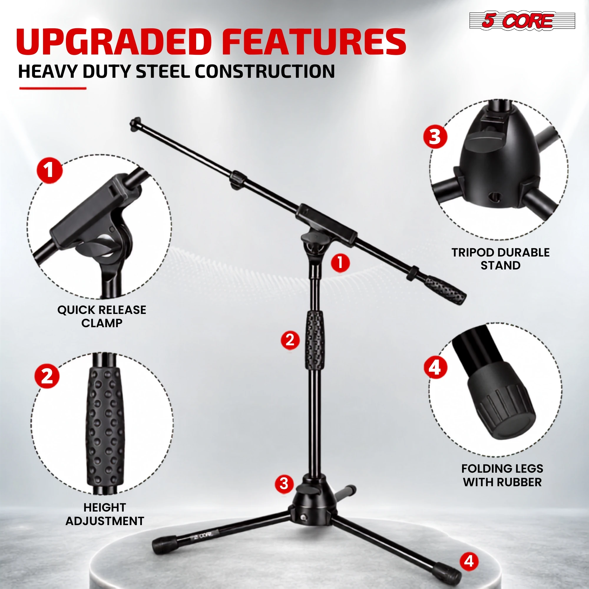 5 Core Mic Stand Floor Adjusta - đánh giá và giá Microphone Stand Boom Arm Floor