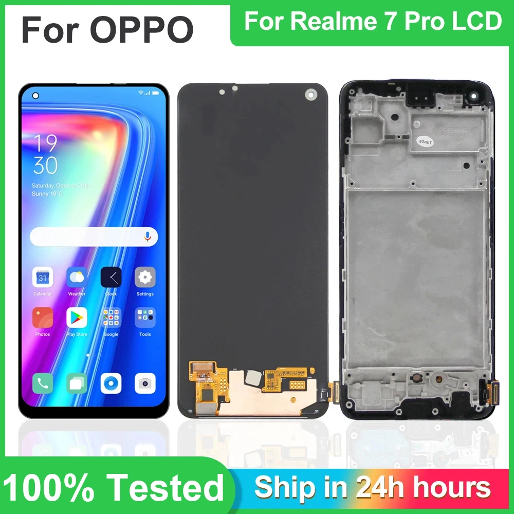 

6.4" Display For Realme 7 Pro 5G LCD DisplayTouch Digiziter Assembly For Realme 7 Pro RMX2170 Screen Replacement, with frame