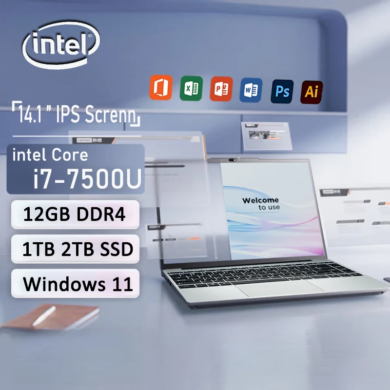 14.1 ''nowe laptopy Windows 11 Laptop Intel i7 7500U 12GB RAM 1TB SSD przenośne biuro Laptop Notebook do gier