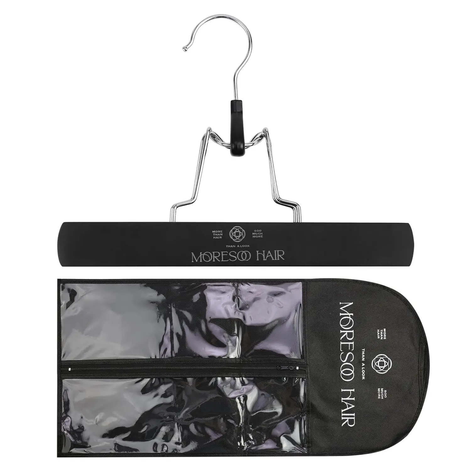 

Moresoo Hair Extension Hanger Double Side Anti-slip Hair Extension Holder with Dustproof Protection Storage Bag Carrier Case