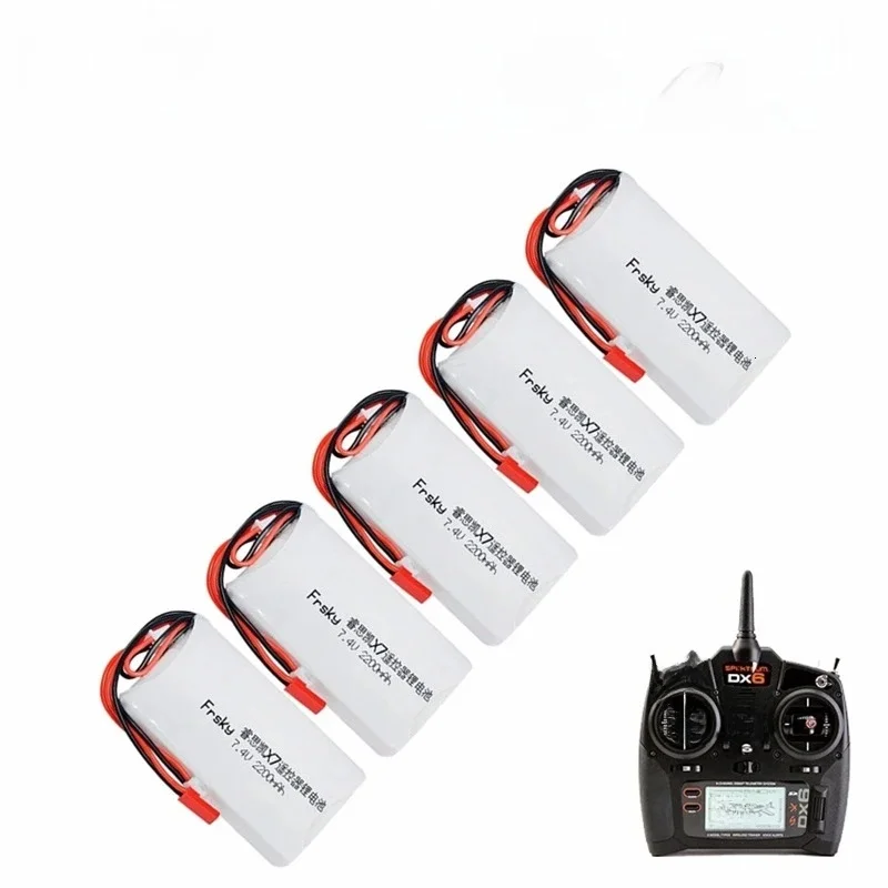 7.4V 2200mAh bateria Lipo dla FrSky Taranis Q X7 2.4G nadajnik Spektrum DX8 DX6e DX6 Rc część zamienna 2S akumulator — zdjęcie produktu 6