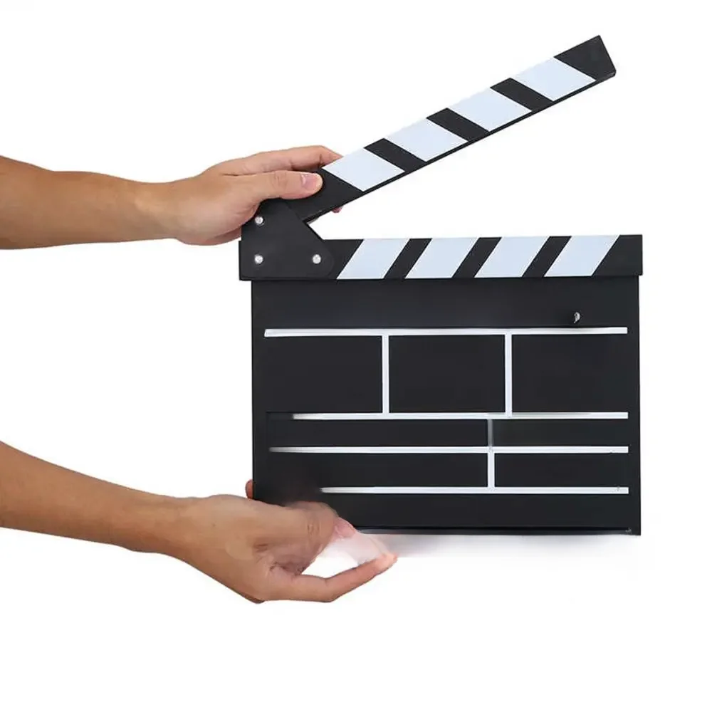 30 x 27cm Director Video Scene Clapperboard Wooden TV Movie Cinema Clapboard Photography Prop for Vlog Hanging Decoration