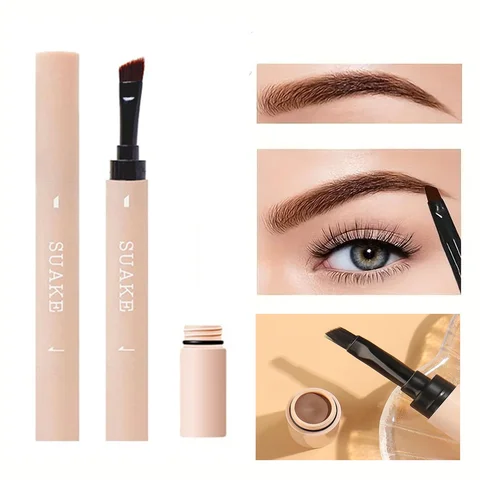 Double-ended Eyebrow Gel, Waterproof, Sweat-proof and Smudge-proof, Eyebrow Pencil with Brush