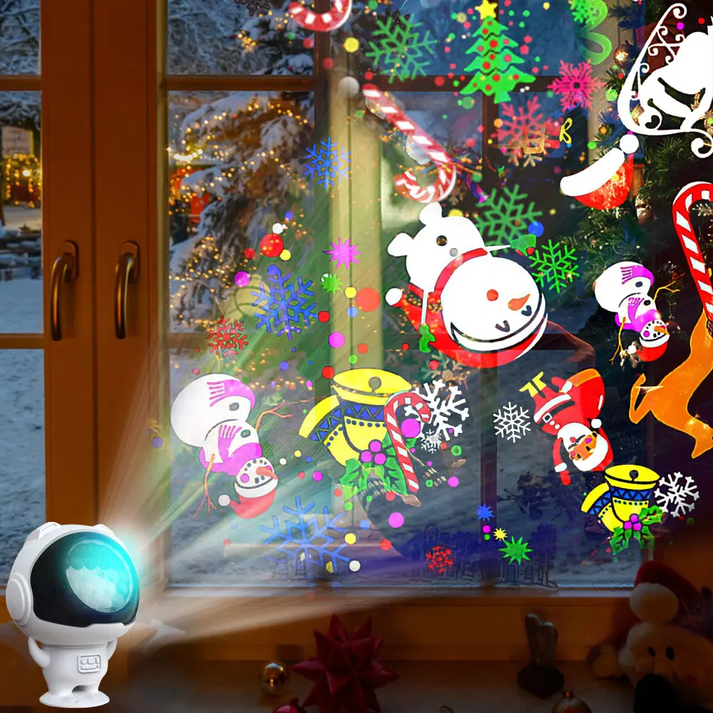 Proyector de Navidad dinámico con alimentación USB, luz LED con 360 °   Foco LED giratorio Proyector giratorio para adornos navideños