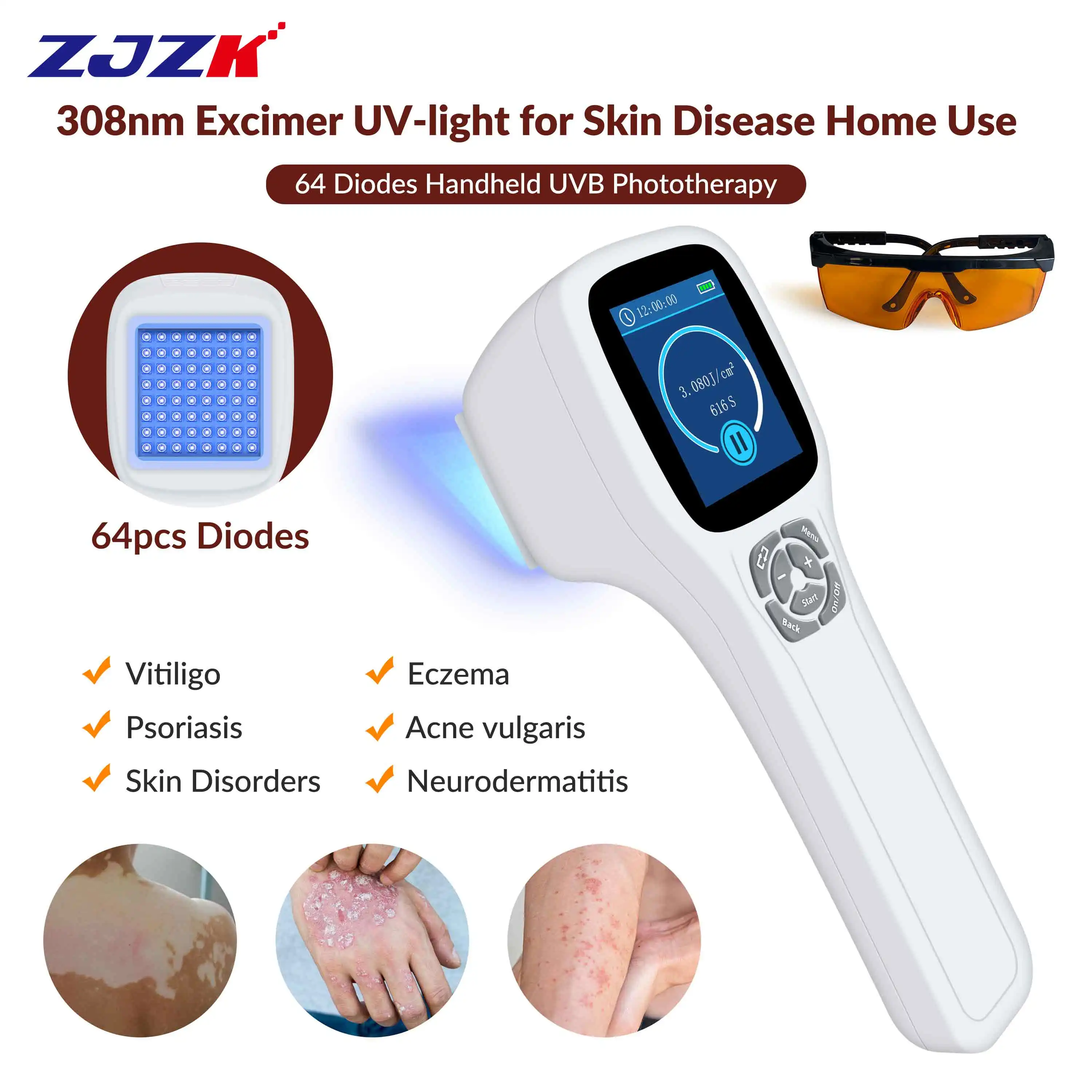 ZJZK Skin Lightening Laser Treatment Near Me Hydraskincare 308nmx64diodes Blue Light Benefits For Skin Lichen Planus Albinism