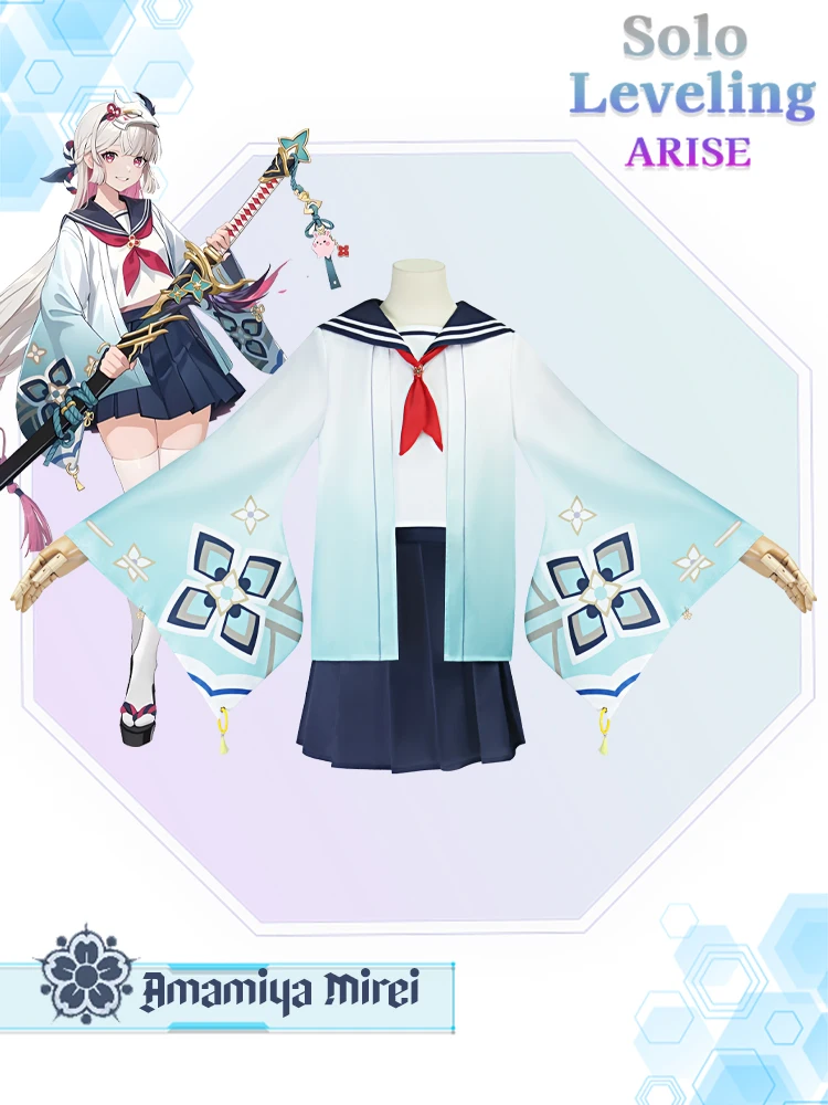 

Amamiya Mirei Cosplay Costume Solo Leveling Arise Japanese Sailor Uniform Women Anime School Outfit Kimono Sleeve