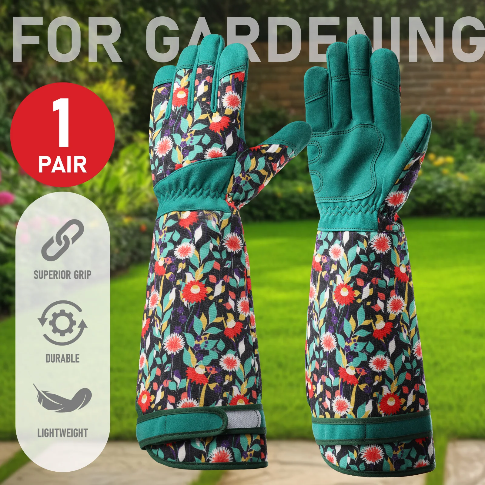 

1 пара садовых перчаток, защита предплечья, дышащие и удобные усиленные манжеты для работы в саду