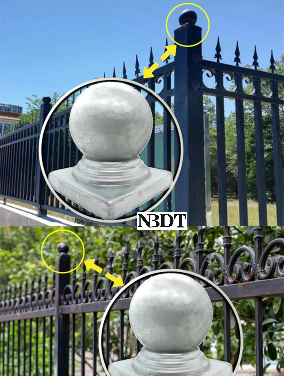 2Pcs Galvanized Steel Post Caps Ball Finial Dome For Square Round Fence Guardrail Poles