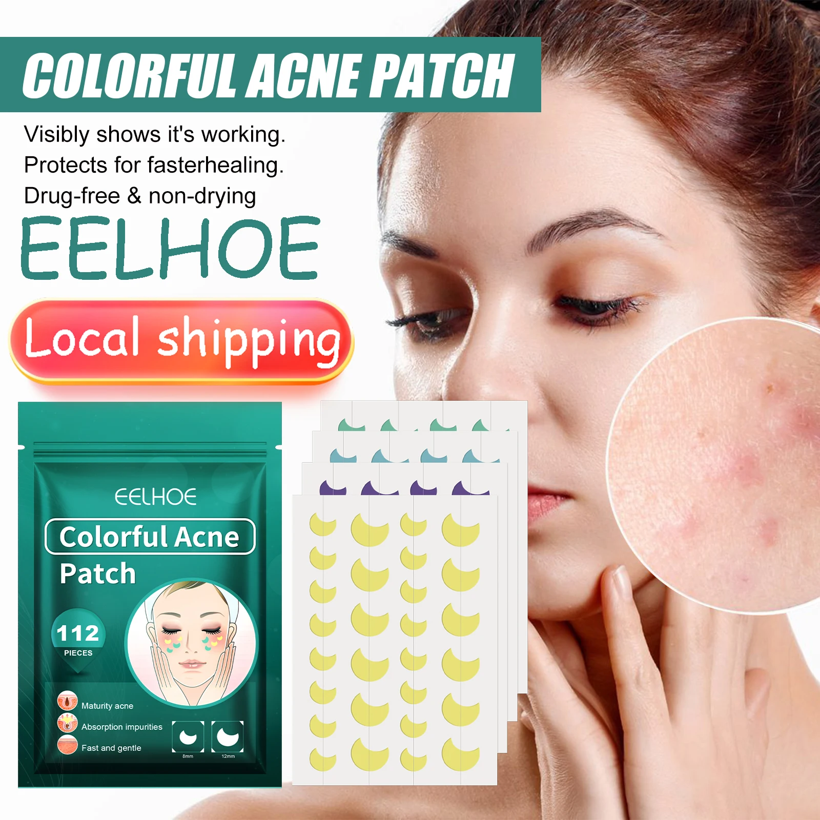 EELHOE Colorful Acne Patch Cleaning Face Pore Acne Treatment Invisible Pimple Cover Blemishes Oil Control Cover Cute Acne Patch