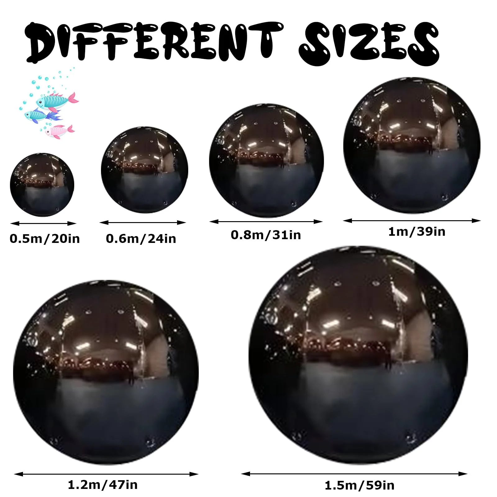 Große glänzende PVC-Spiegelkugeln, aufblasbare Werbespiegel-Luftballons zum Aufhängen, große schwarze reflektierende Spiegelkugel für Party-Dekoration