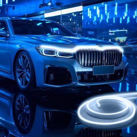 71 inch LED Engine Cover Light Strip Dynamic Scan Start-up Effect Car Hood Upgrade Daytime Running Lights SUV Truck Pickup DRL