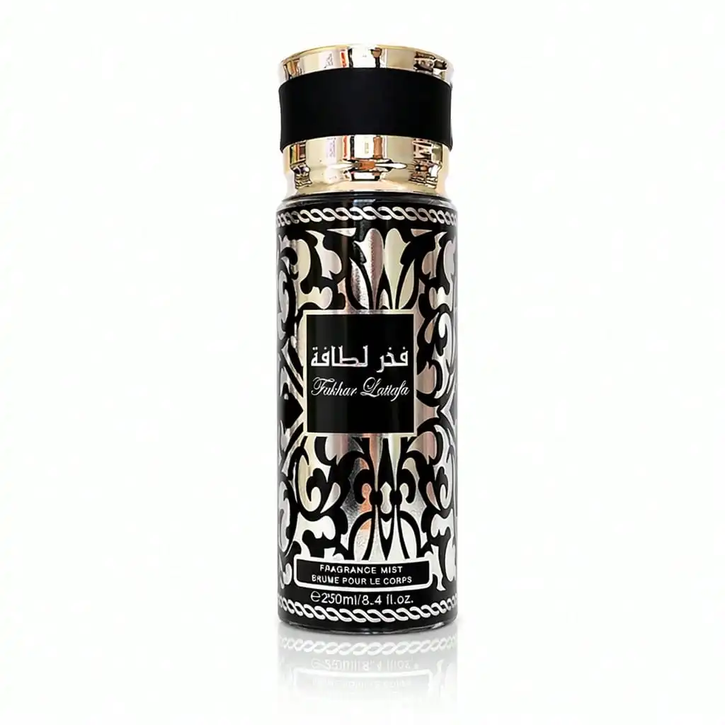 Fakhar Fragrance Mist 250ml - Perfume Árabe Guayaba Jengibre Palo Santo - Bruma Corporal Unisex de Larga Duración