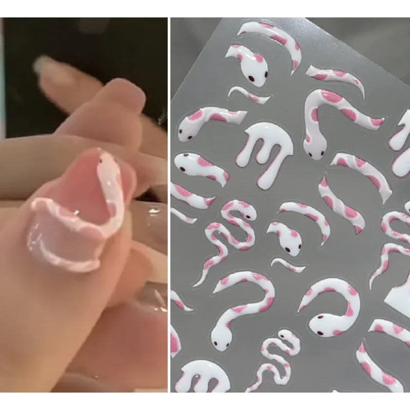 5d Small Spirit Snake Nagel dekoration kleine Schlange geprägt Nagel aufkleber Netzwerk rot neue