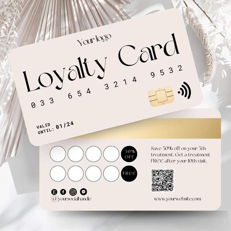 Beauty Salon Loyalty card 9X5.2cm for braids nails and Lash Extensions small business Pink golden credit cards Printable thank y