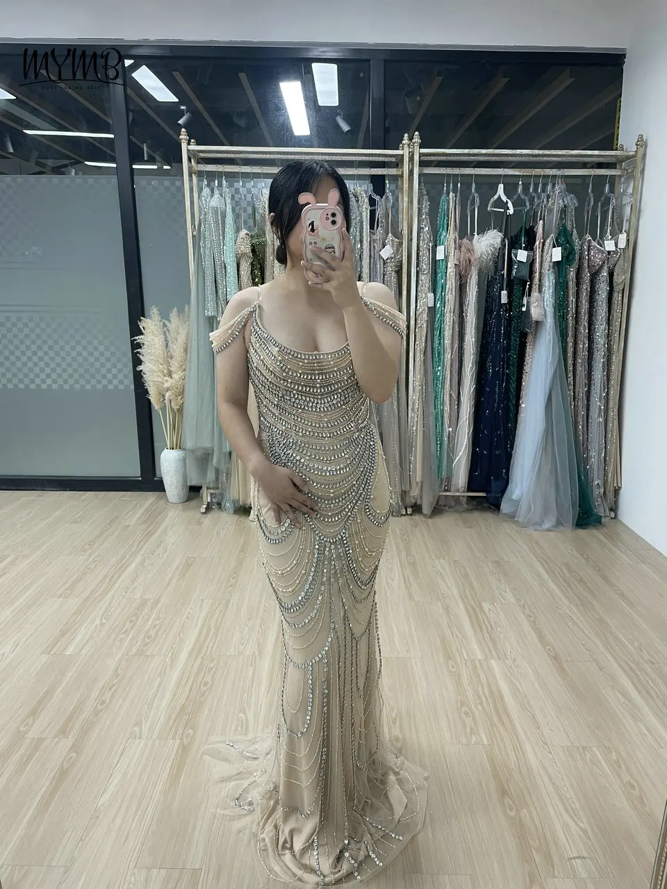 

MYMB Stunning Crystal Arabic Mermaid Prom Party Dress for Formal Occasion Arabic Luxury Off Shoulder Beaded Women Evening Gowns